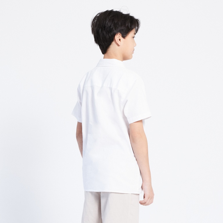 Short sleeve linen blend shirt "Tim star" White 2